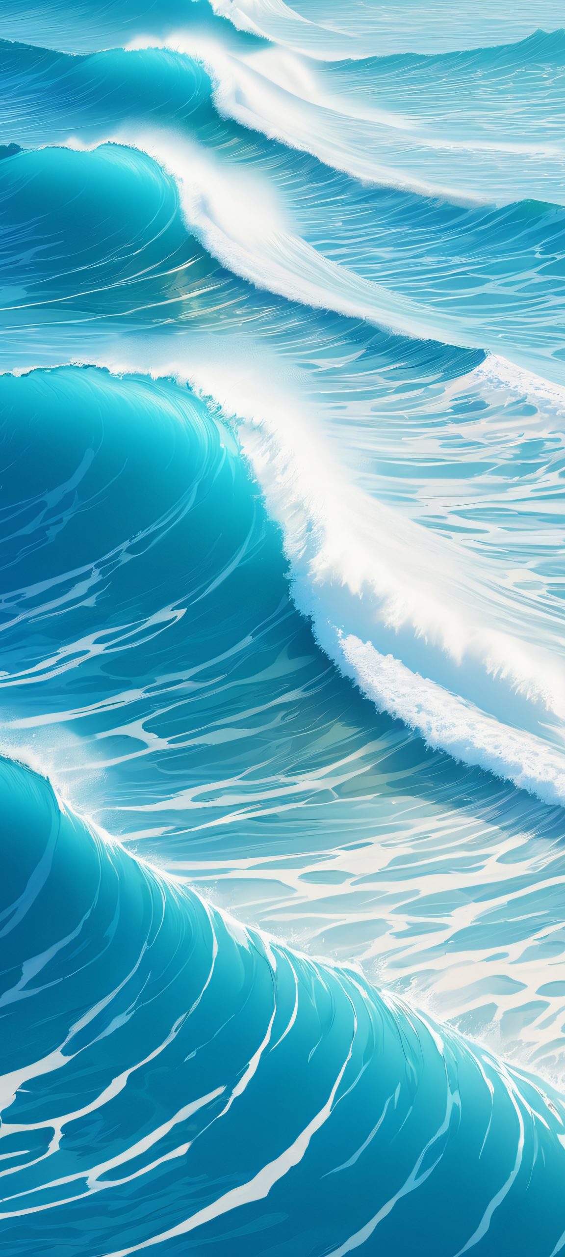 Oceanic Bliss 2K Phone Wallpaper Gorgeous wave pattern for iPhone and Android mobile devices, perfect for your home screen.