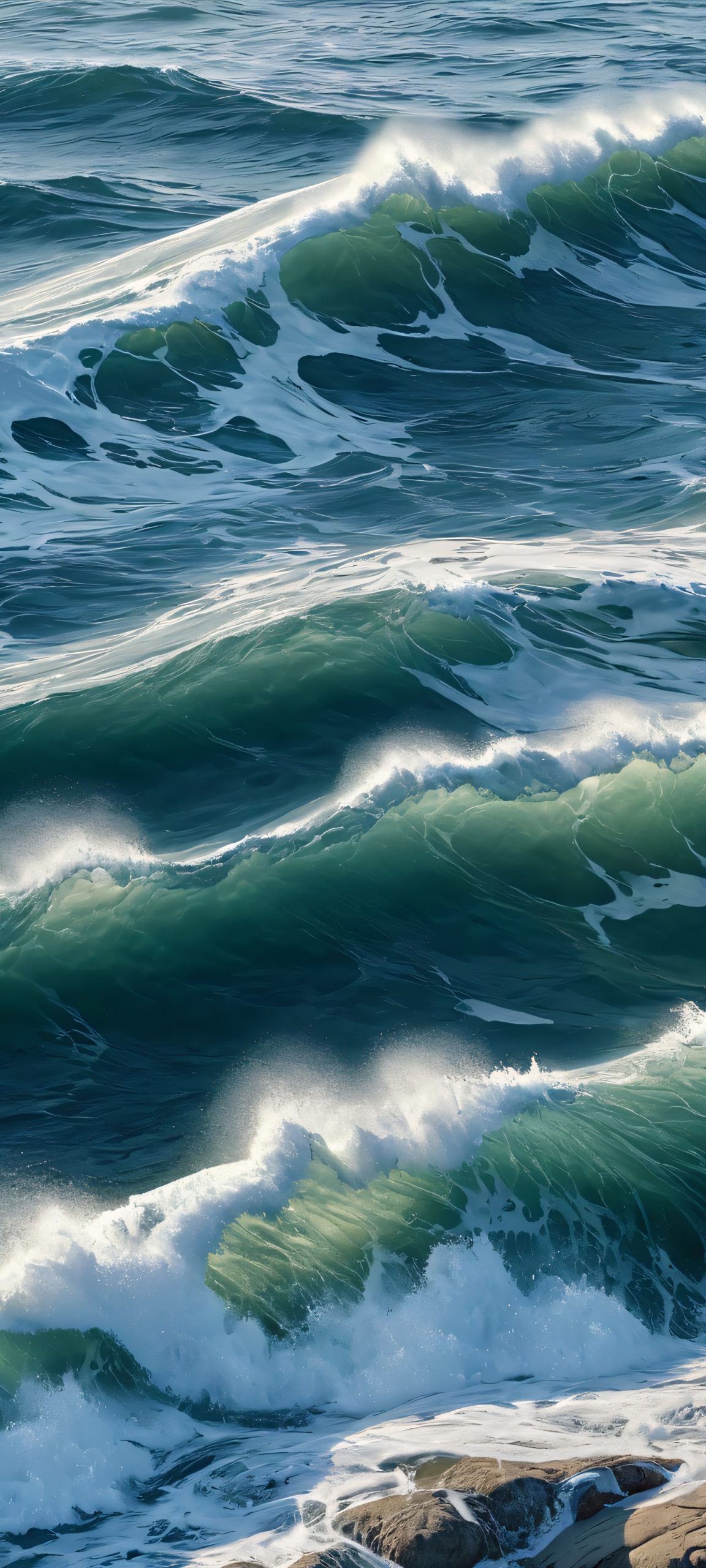Beautiful waves and rocky coastline on iPhone/Android, perfect for ocean lovers