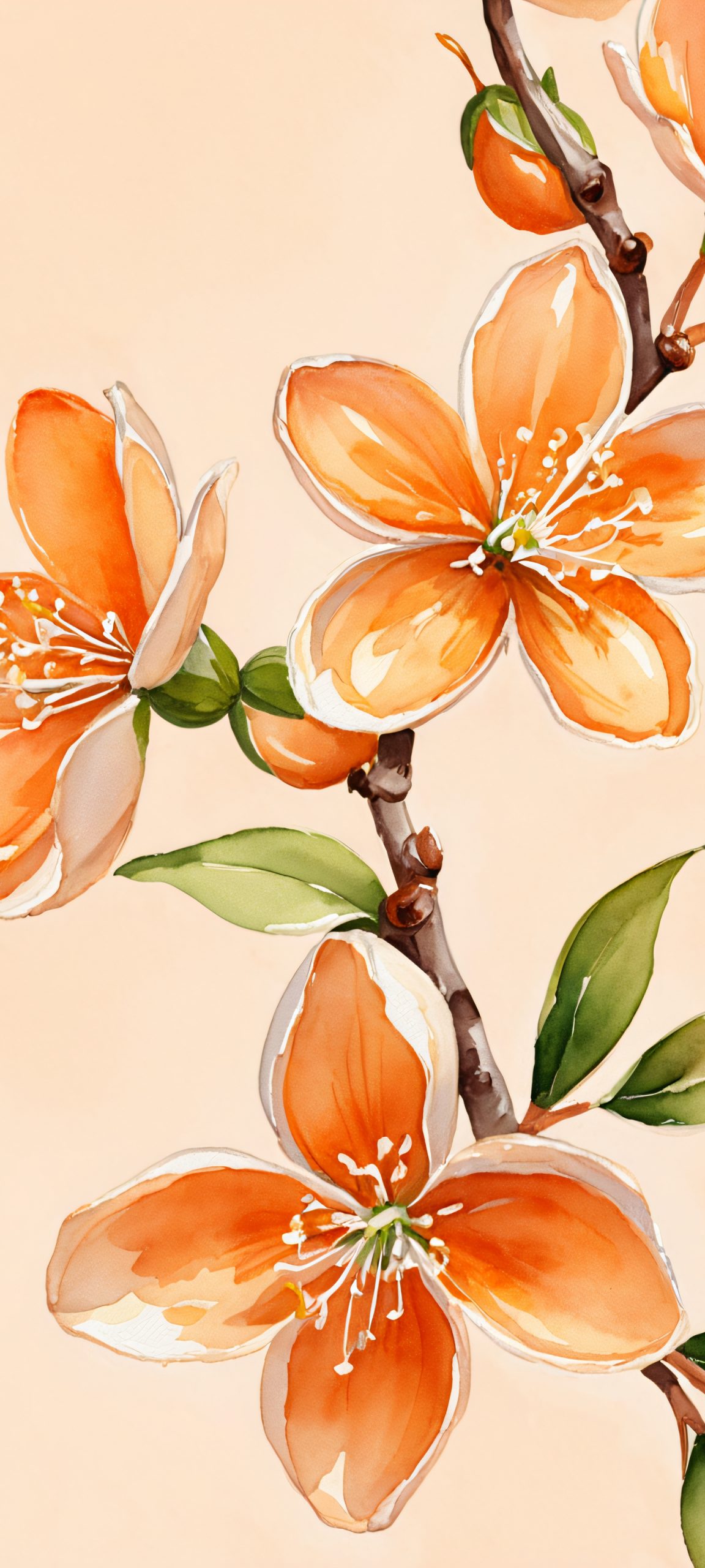 Orange Blossom iPhone and Android wallpaper, featuring soft, warm colors and intricate details, perfectly optimized for mobile home screens.