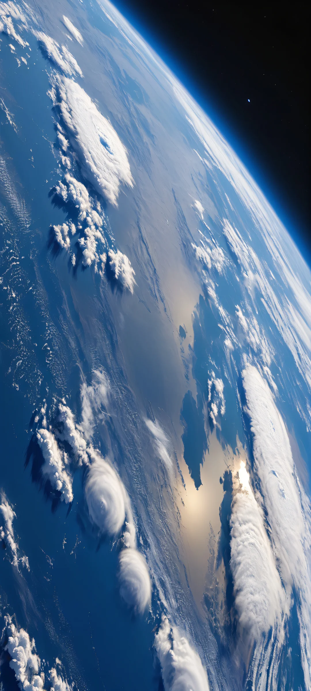 A stunning vertical mobile wallpaper of Earth from orbit, perfect for iPhone and Android home screens.
