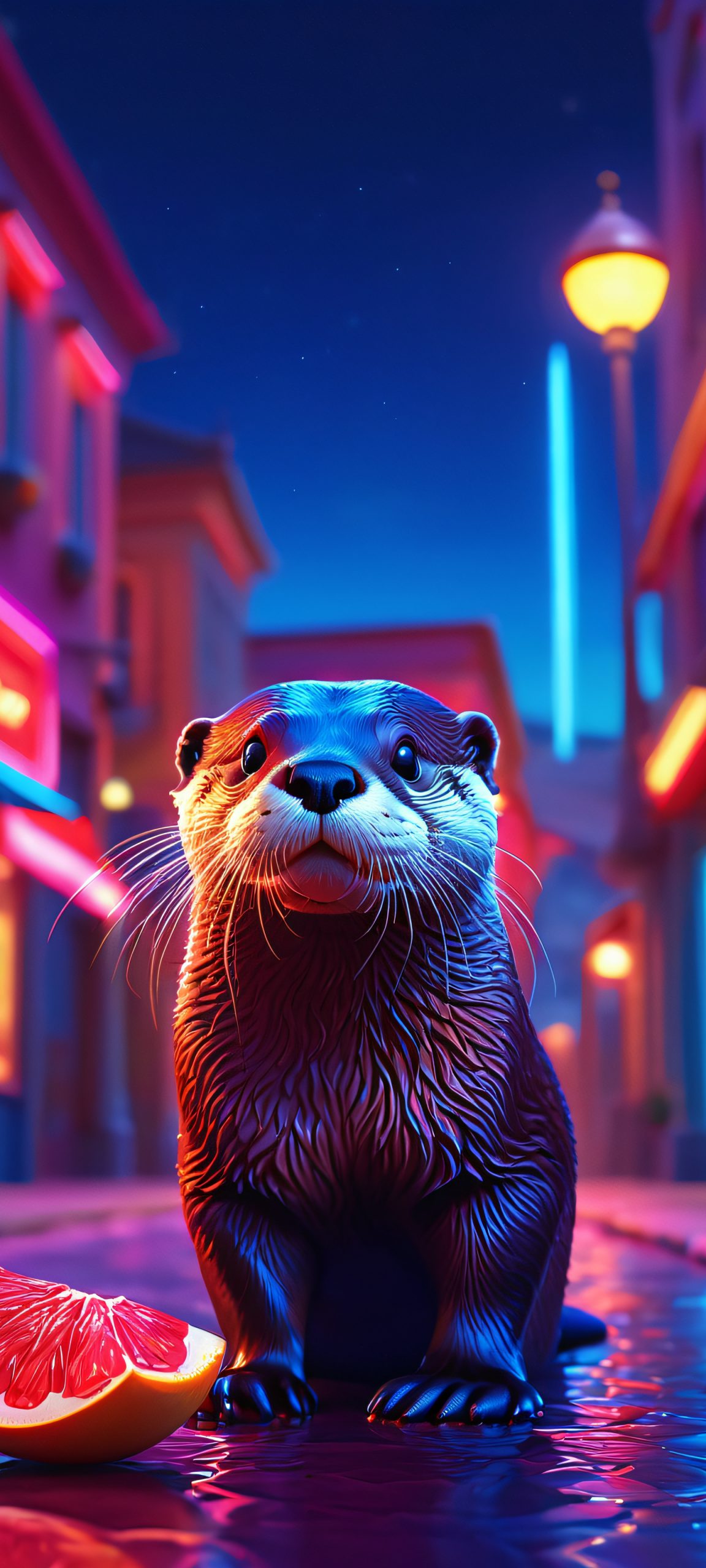 otters whimsy city night scaled