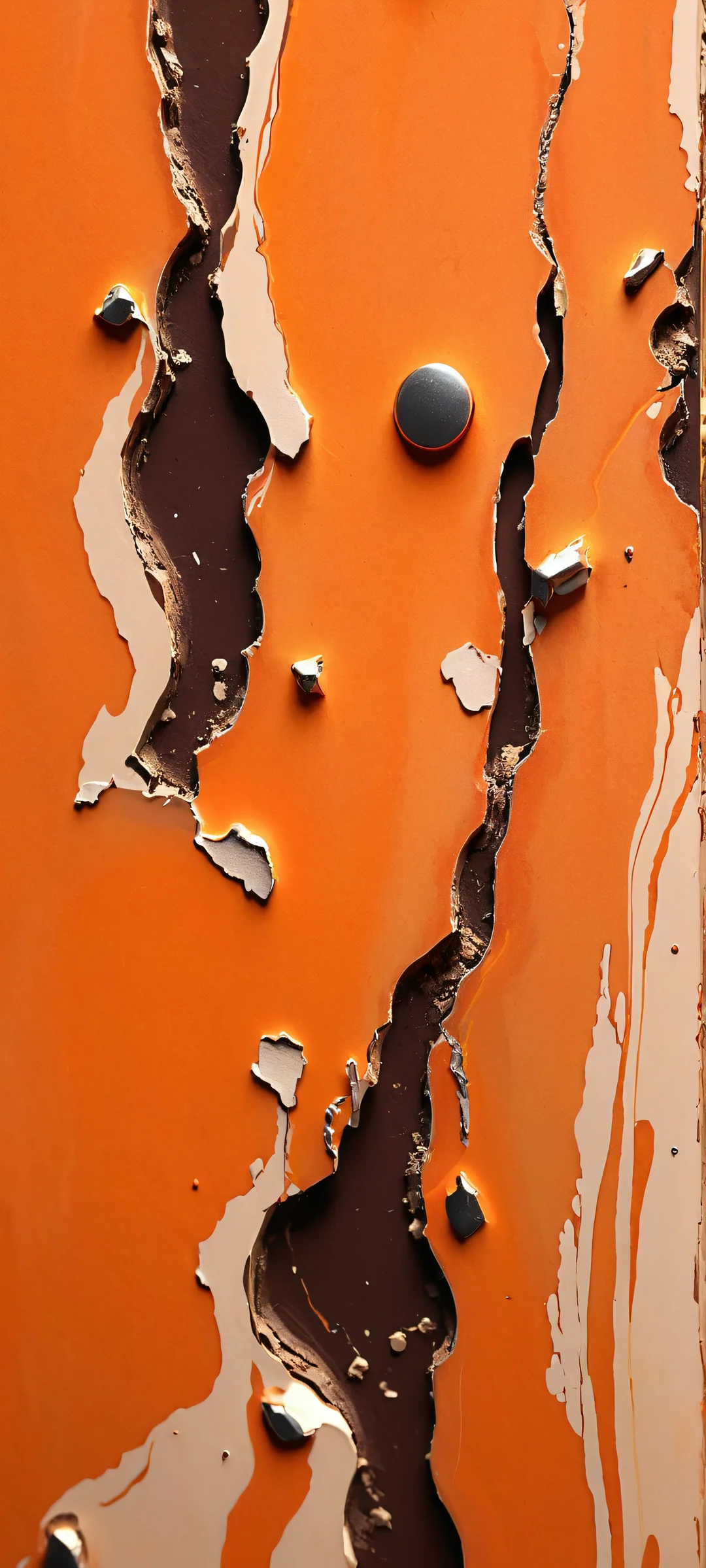 A stunning macro of peeling paint on a retro-futuristic surface for iPhone and Android devices.