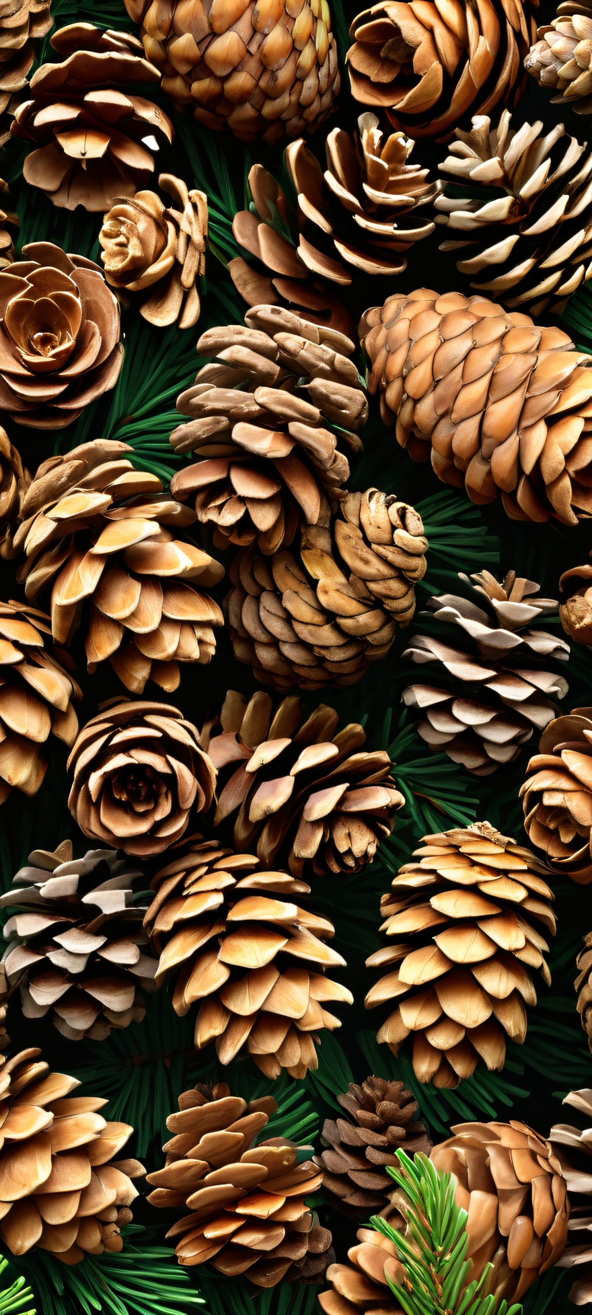 Beautifully rendered pine cone on forest floor, perfect for iPhone and Android home screens.