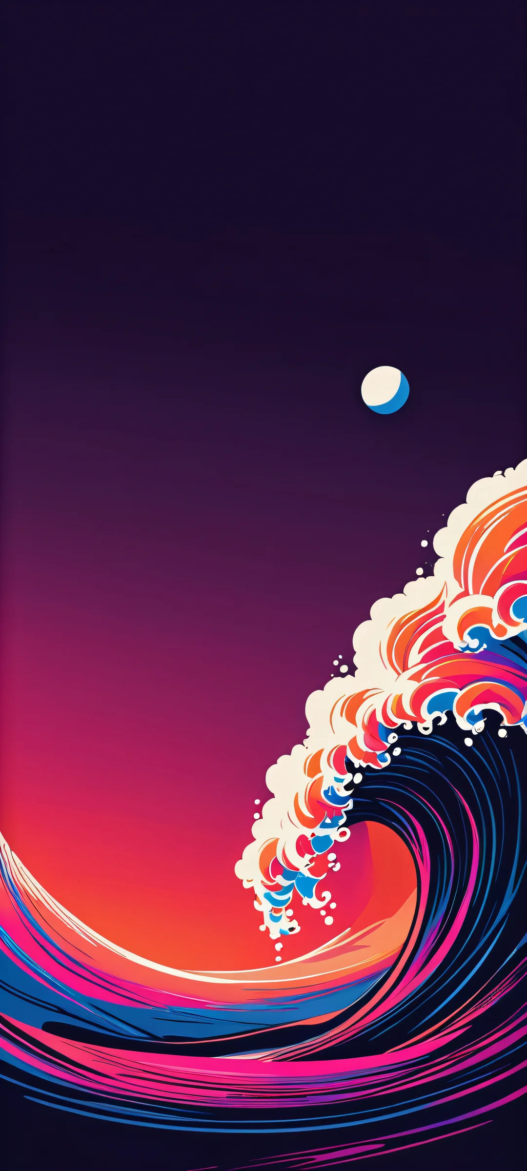iPhone and Android mobile wallpaper featuring a stunning popwave illustration with high contrast background, stylized graphic design, and bold lineart.