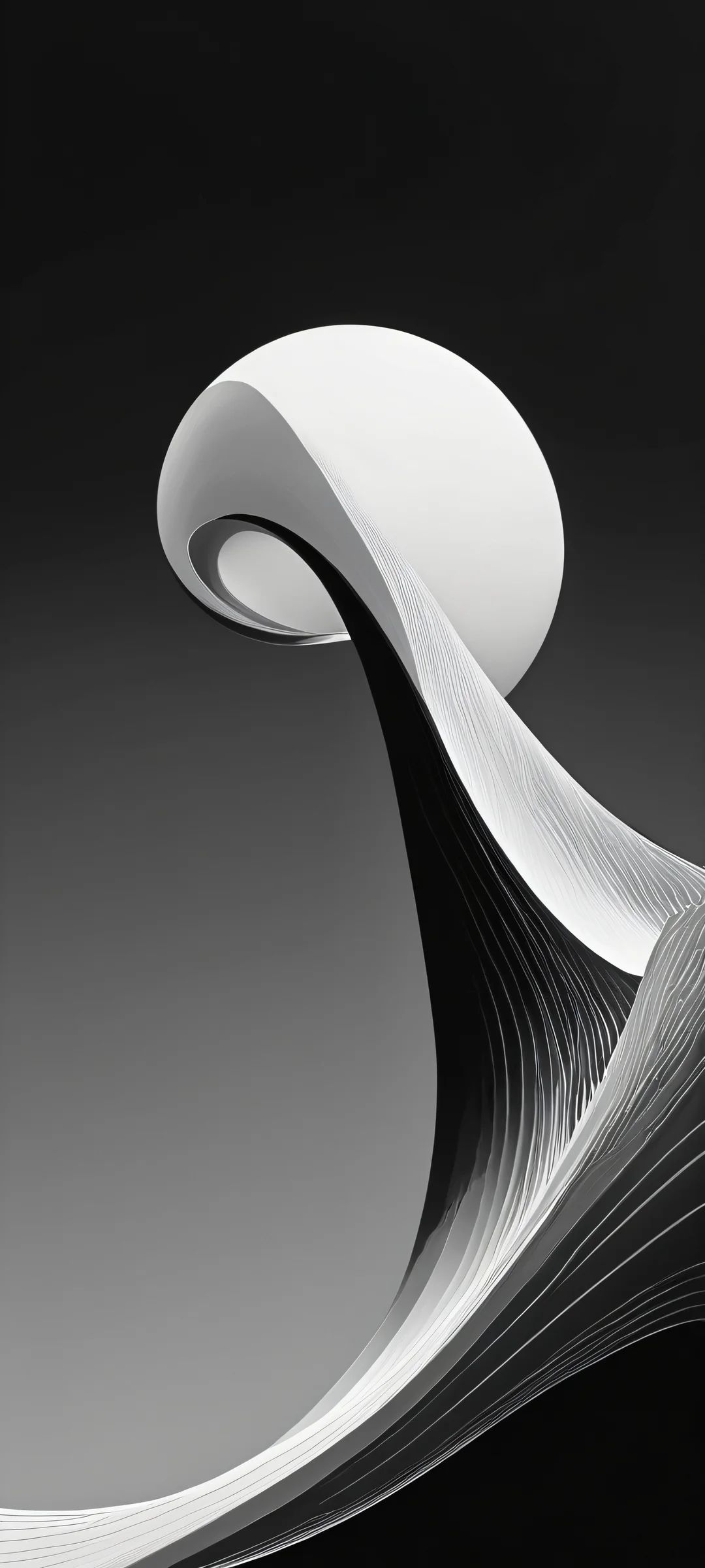 Stunning vertical illustration of Popwave in high contrast black and white for iPhone and Android home screens.