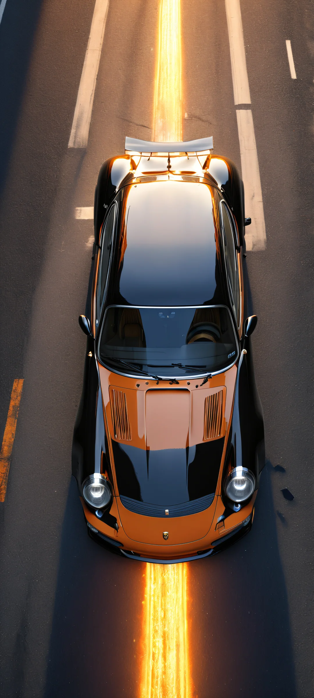 A stunning iPhone/Android mobile wallpaper featuring a beautifully rendered Porsche 911 with intricate micro-details and ethereal lighting, perfect for your phone's home screen.