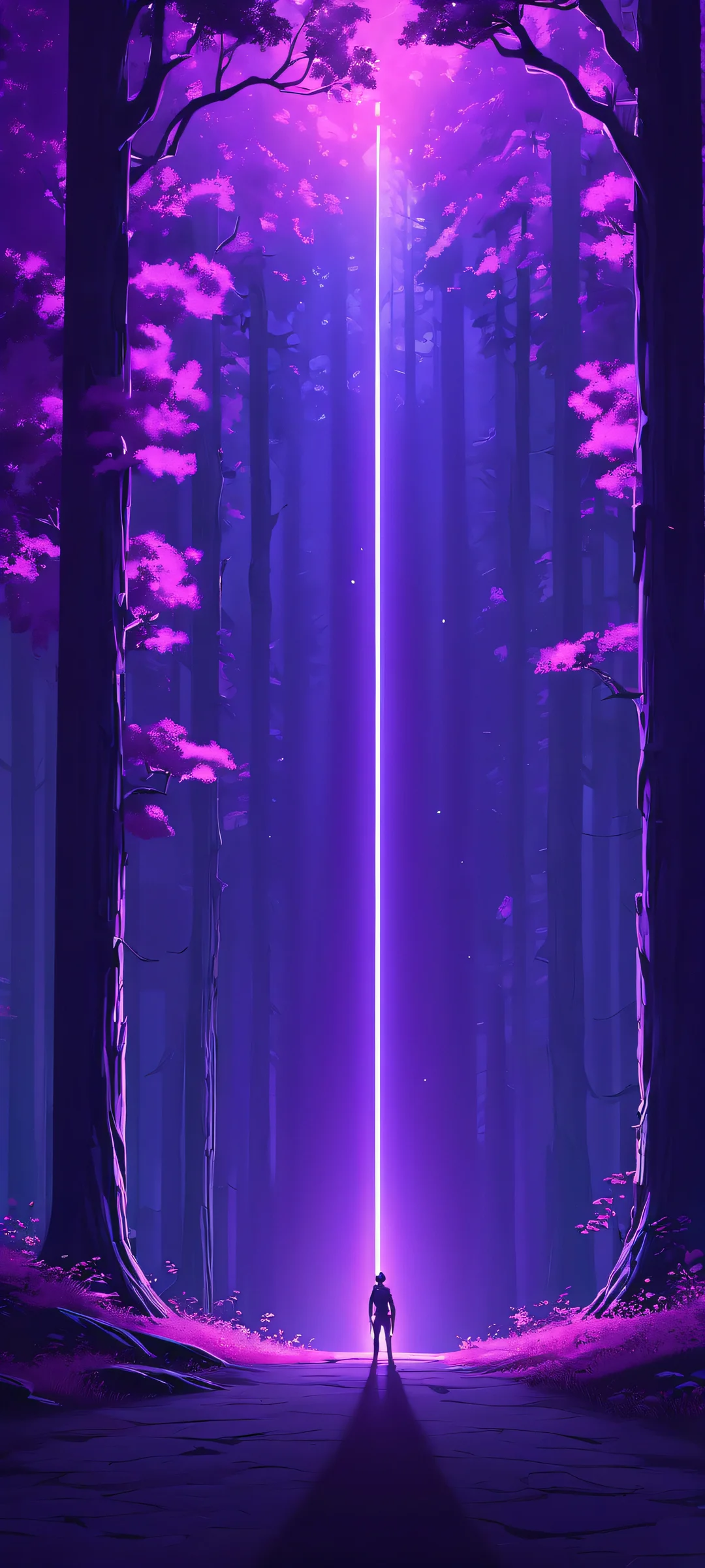 iPhone/Android compatible mobile wallpaper featuring a stunning portal scene in midnight blue and deep purple hues.