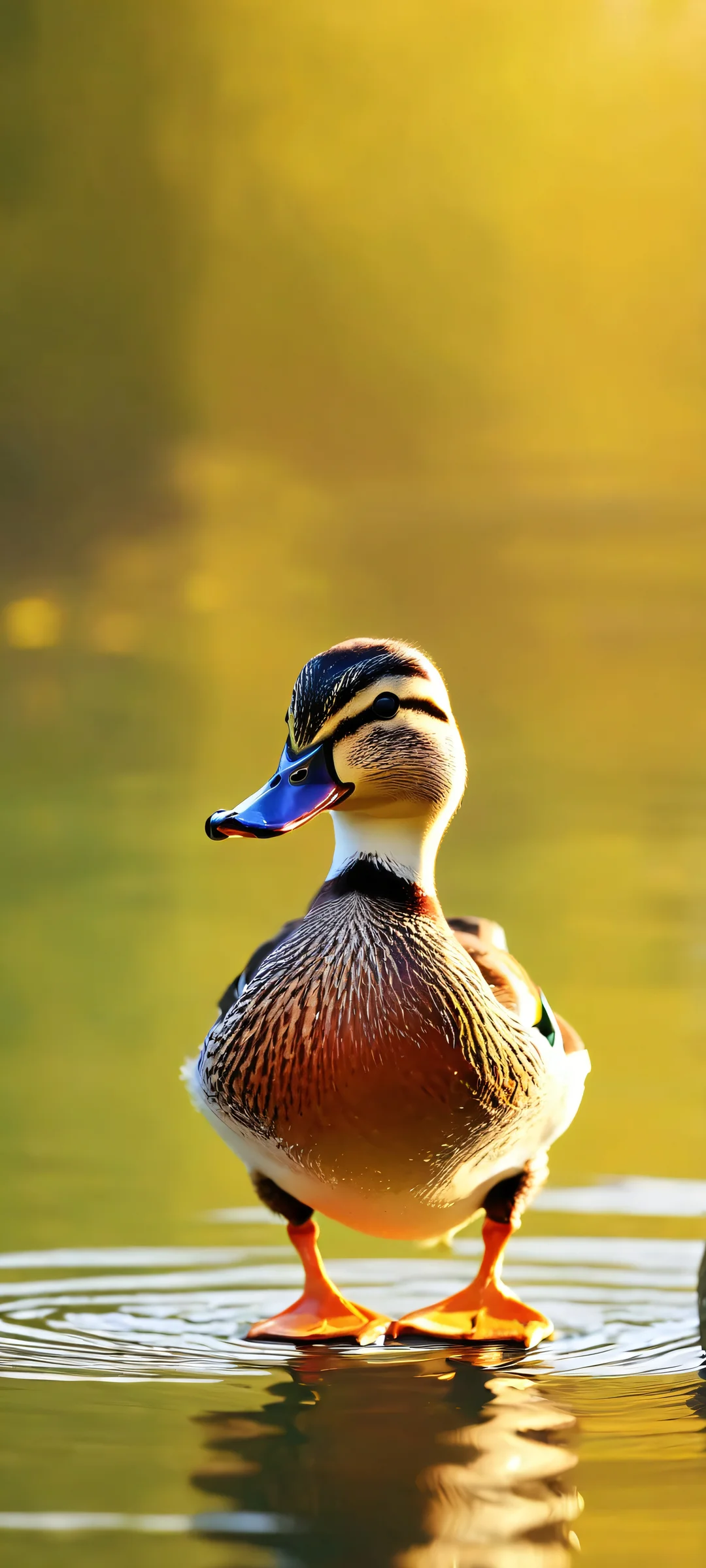 A stunning vertical mobile wallpaper featuring stop motion animation of ducks in mixed media art. Perfect for iPhone and Android home screens.