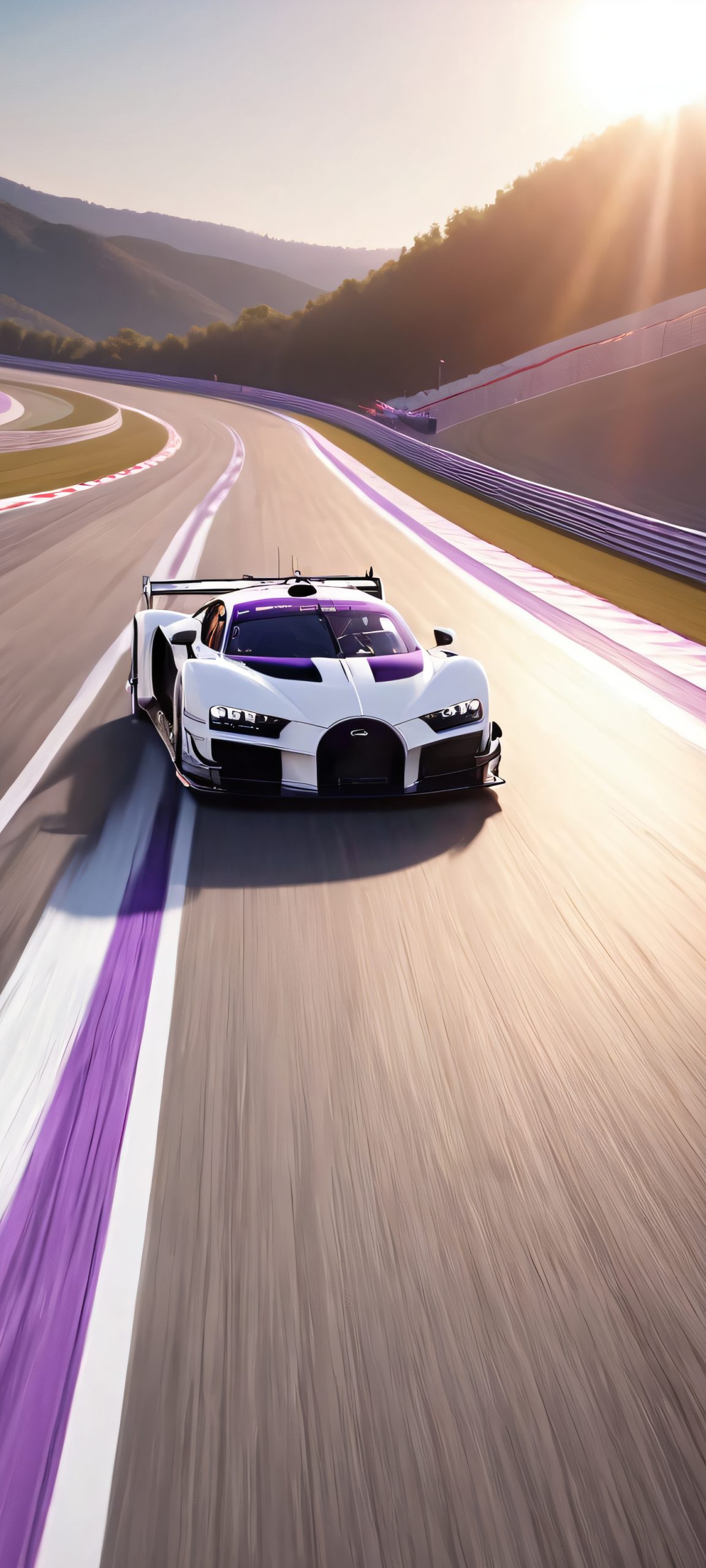 High-quality racing track wallpaper for iPhone and Android, featuring a sunny day with realistic details