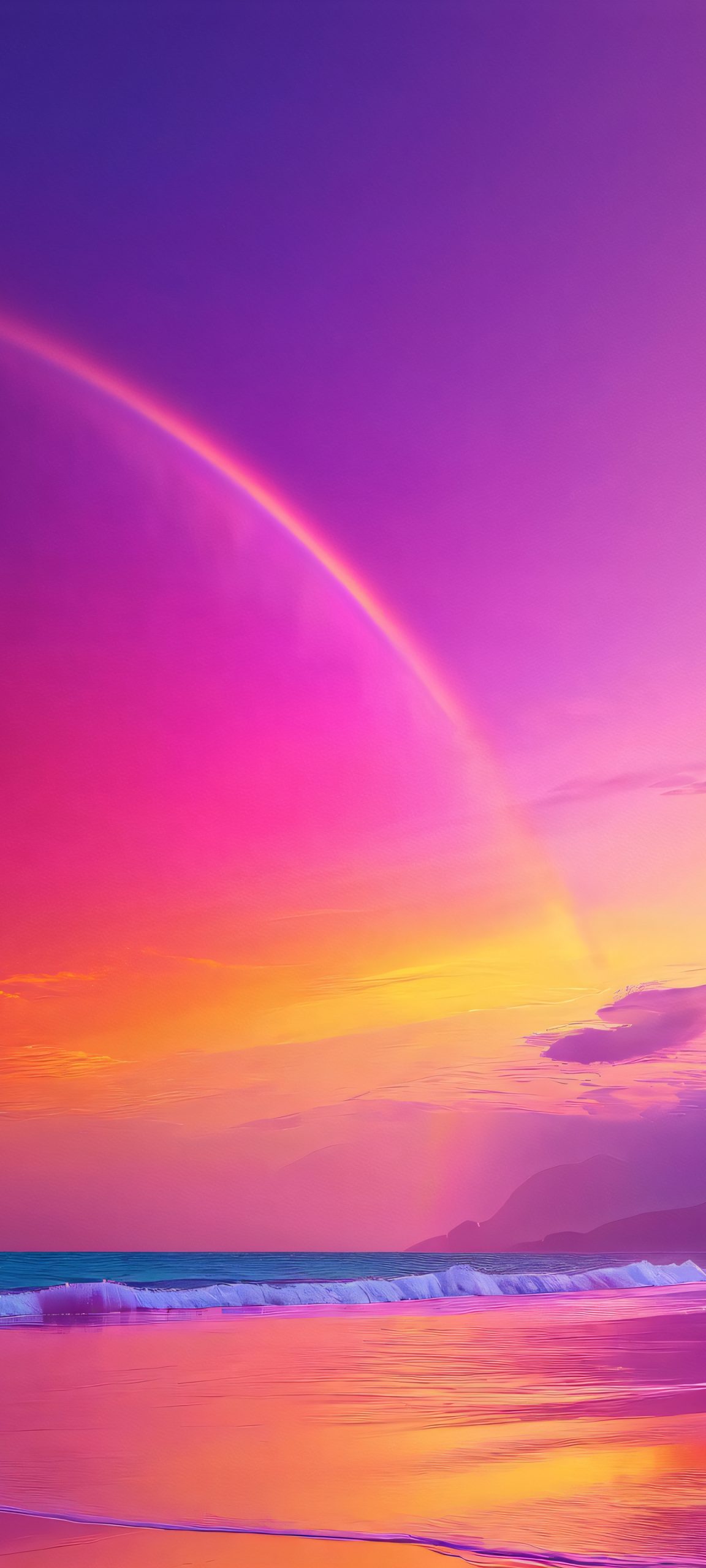 A stunning rainbow coastal landscape for your iPhone or Android phone. Perfectly optimized for iPhone, Samsung Galaxy, and Android home screens.