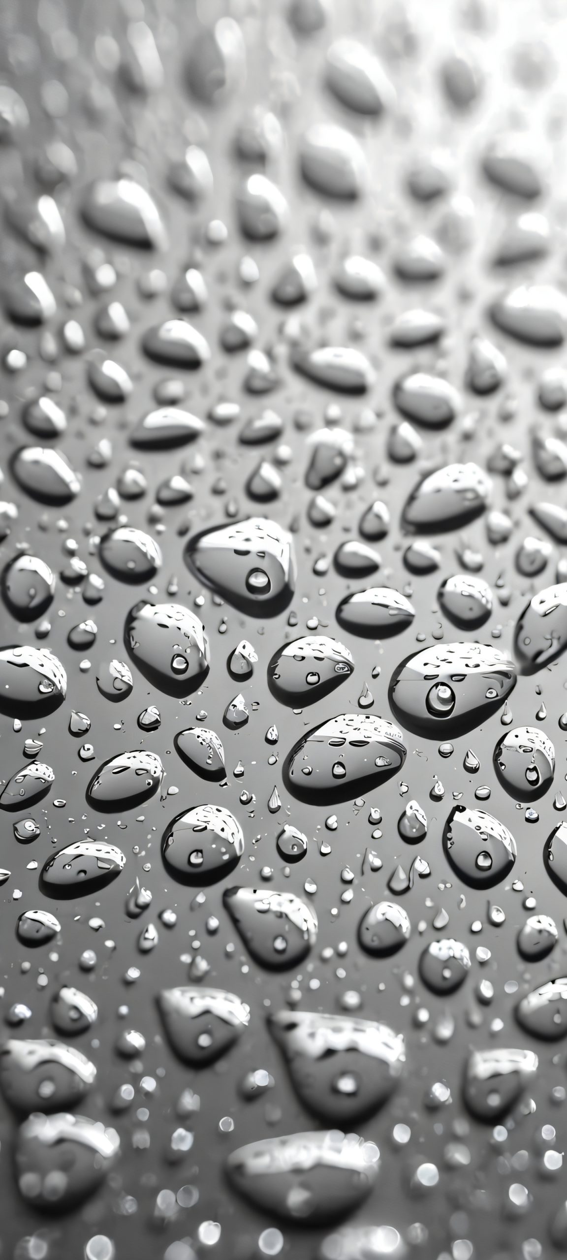 Raindrop Oasis Lock Screen for iOS & Android Soft focus photograph of raindrops on a windowpane, perfectly suited for iPhone and Android devices.