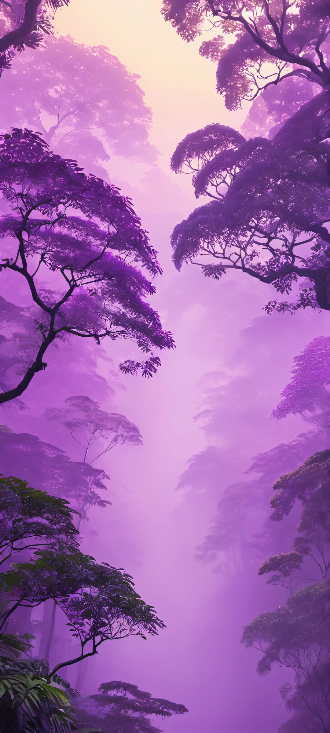 A majestic Rainforest Princess amidst a foggy canopy on your iPhone/Android device.
