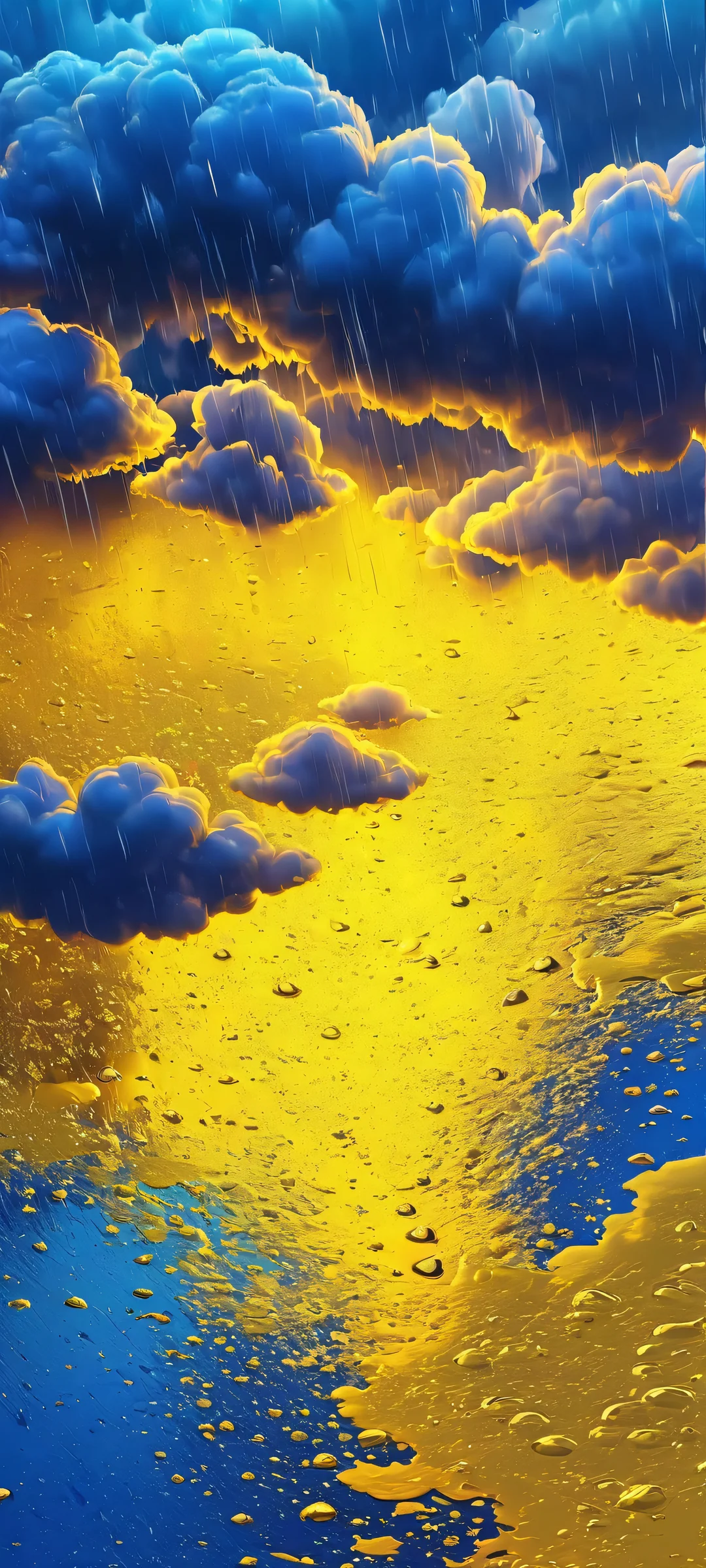 Abstract clouds and rainy cityscape on iPhone/Android, perfectly optimized for home screen