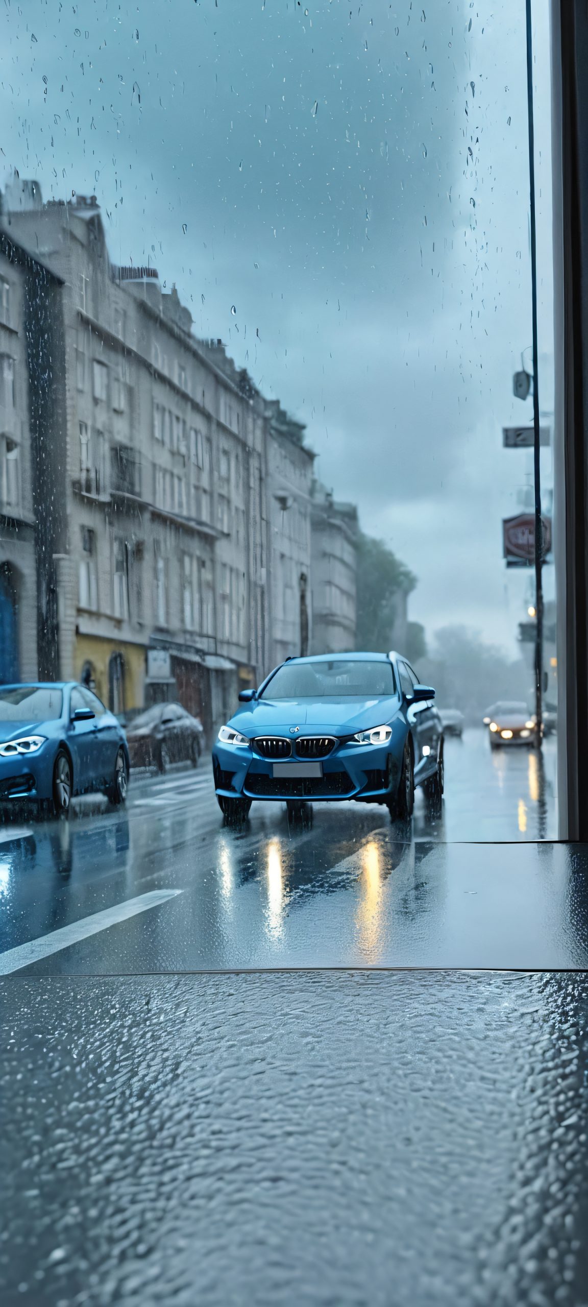 rainy city scene mobile wallpaper scaled