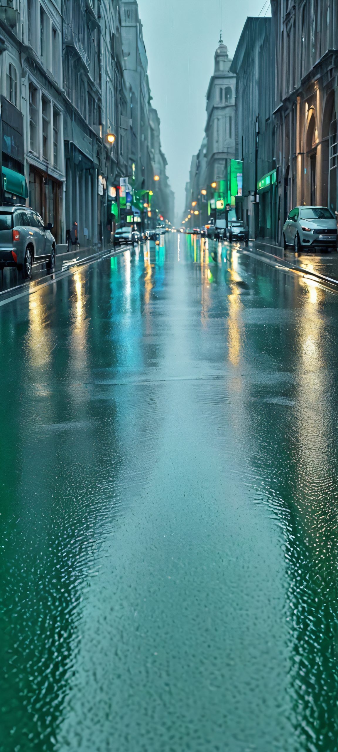 rainy city street mobile wallpaper scaled