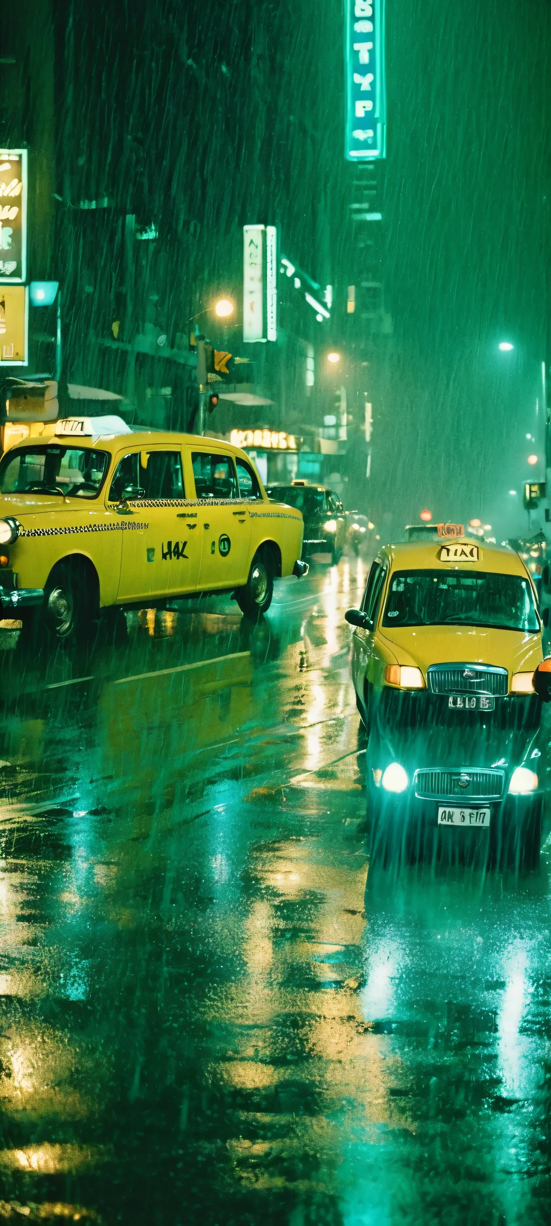 iPhone/Android compatible. A moody, vintage-inspired taxi ride on a rainy night. Perfectly optimized for your mobile home screen.