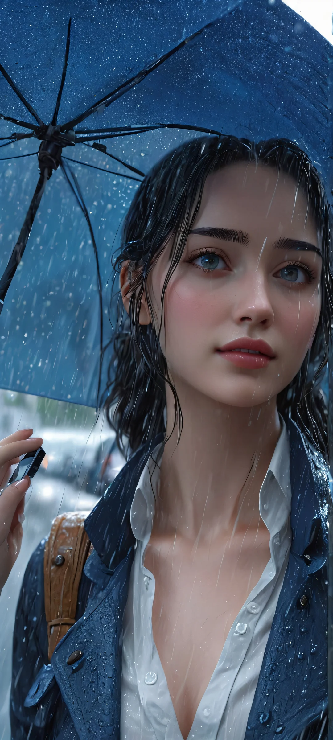 A heroic figure standing in the rain, perfectly optimized for iPhone and Android home screens