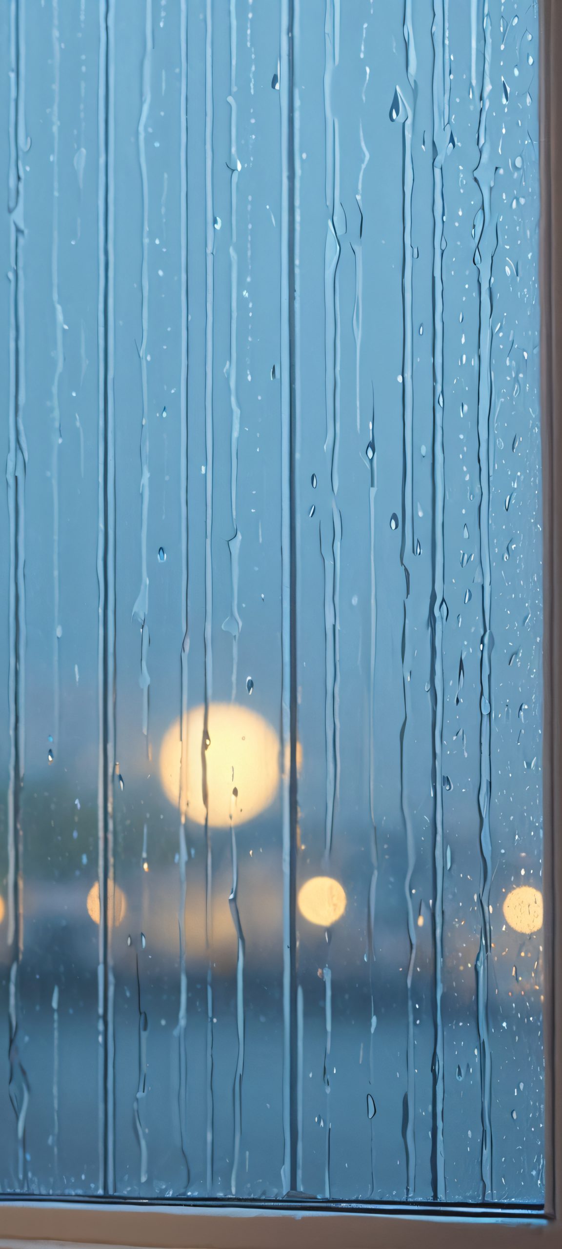 Relax with the soothing sounds of raindrops on a window, perfectly optimized for iPhone and Android home screens.