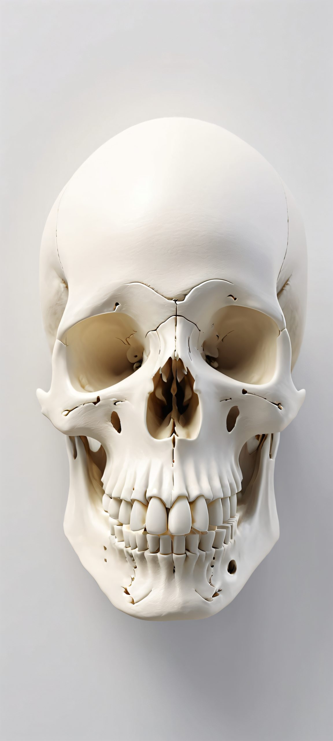 Realistic Skull 2K QHD Mobile Wallpaper A stunning, minimalist skull design for iPhone and Android users, perfect for home screens