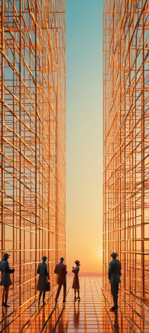 Retro grid landscape art on iPhone and Android devices - abstract sculptures in the darkness of #333333 night sky