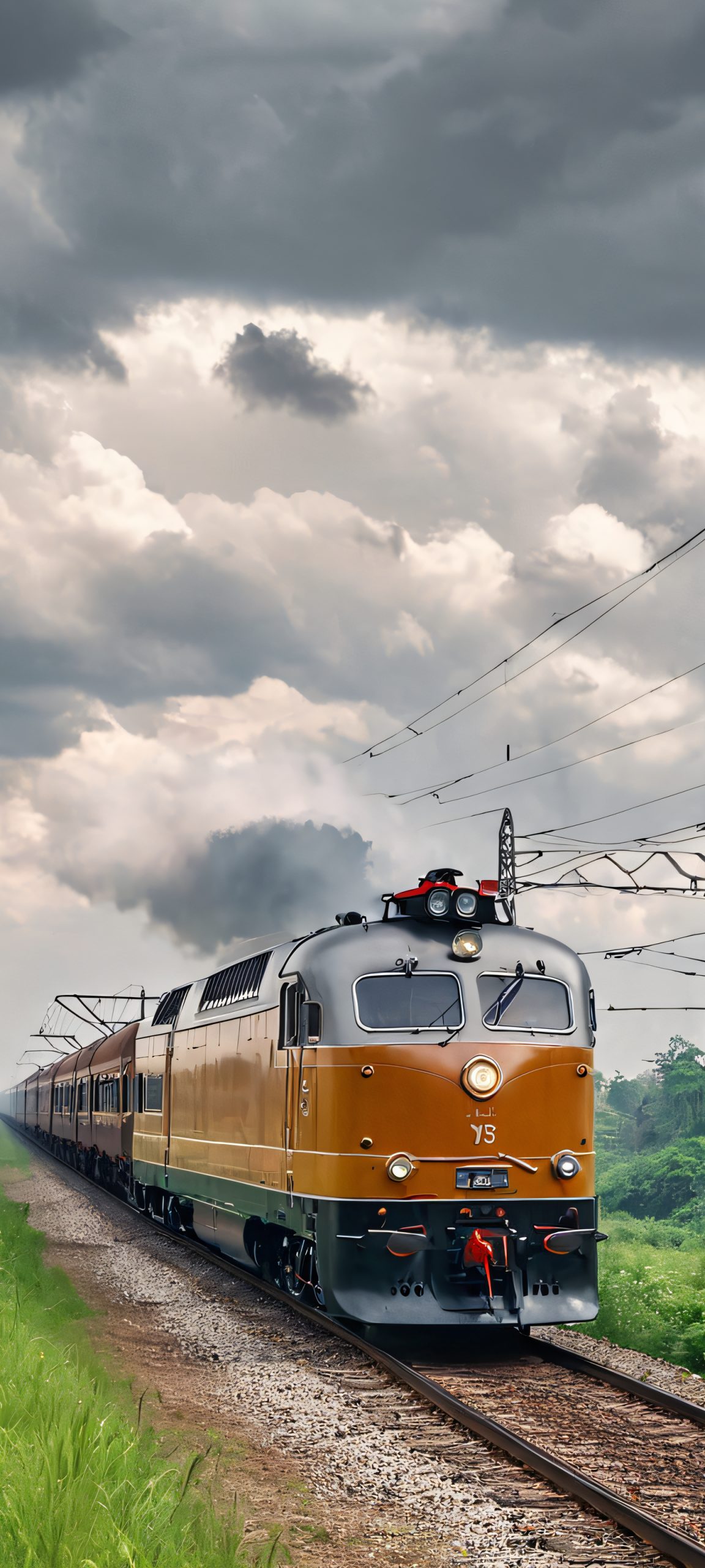 Vintage train station landscape for iPhone and Android wallpapers