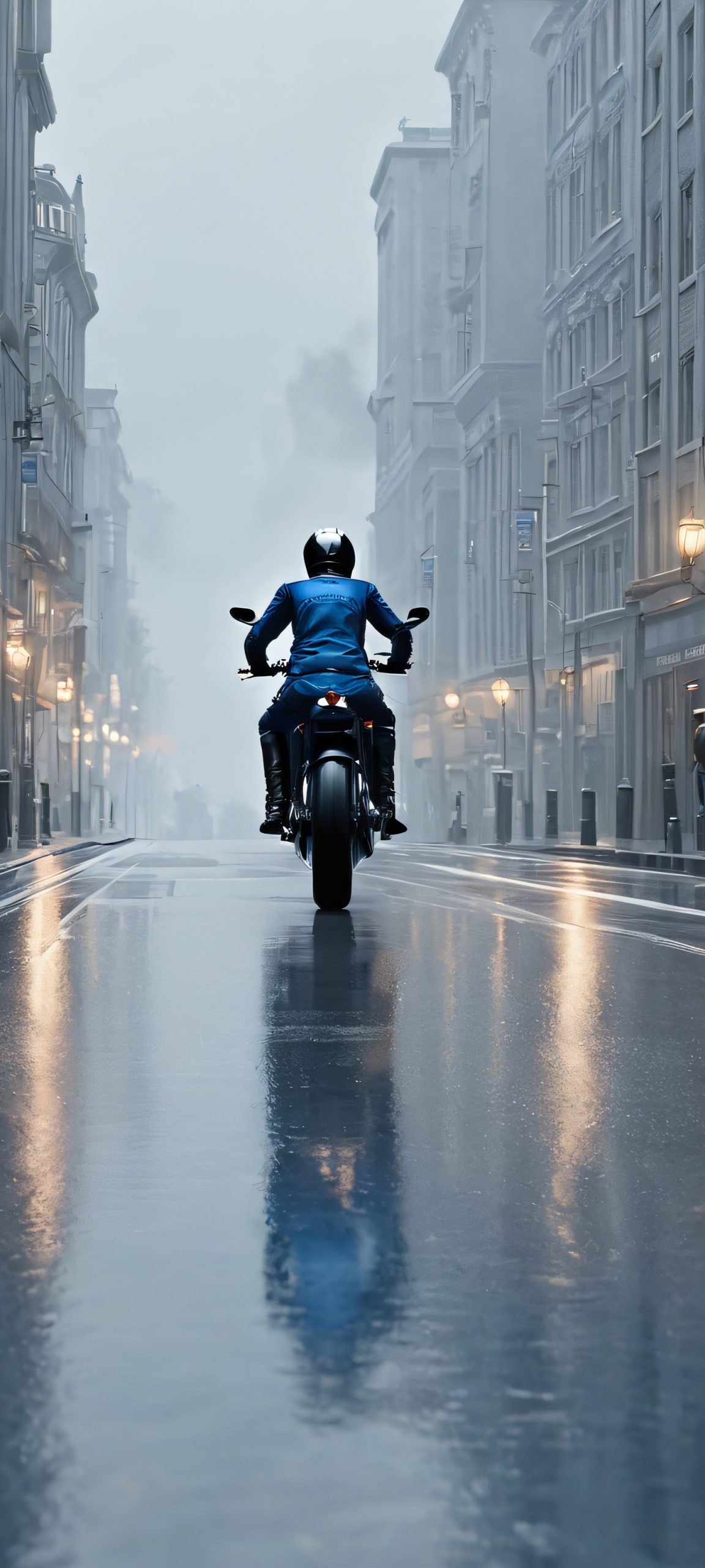 Photorealistic city street scene with rider on a bike, perfectly optimized for iPhone, Samsung Galaxy, and Android home screens.