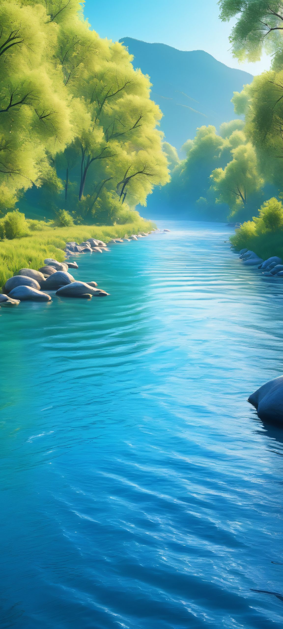 Discover serenity with this breathtaking River landscape on your iPhone or Android phone's home screen.