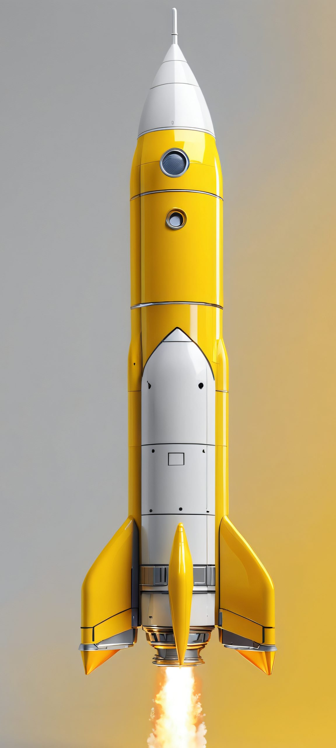 Breathtaking rocket blasting off into the yellow background, perfect for iPhone/Android