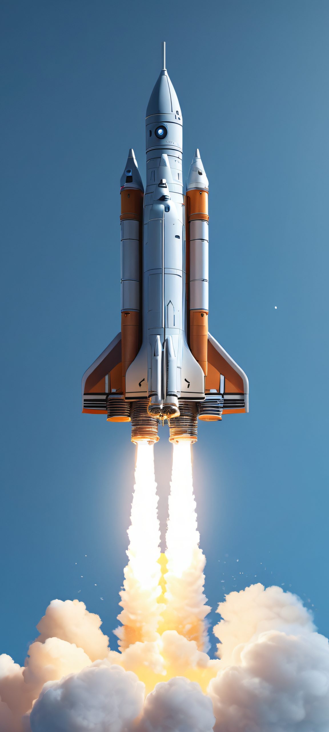 Stunning rocket wallpaper for iPhone and Android, featuring a soft light and subtle blue-grey hues, perfect for your mobile home screen.