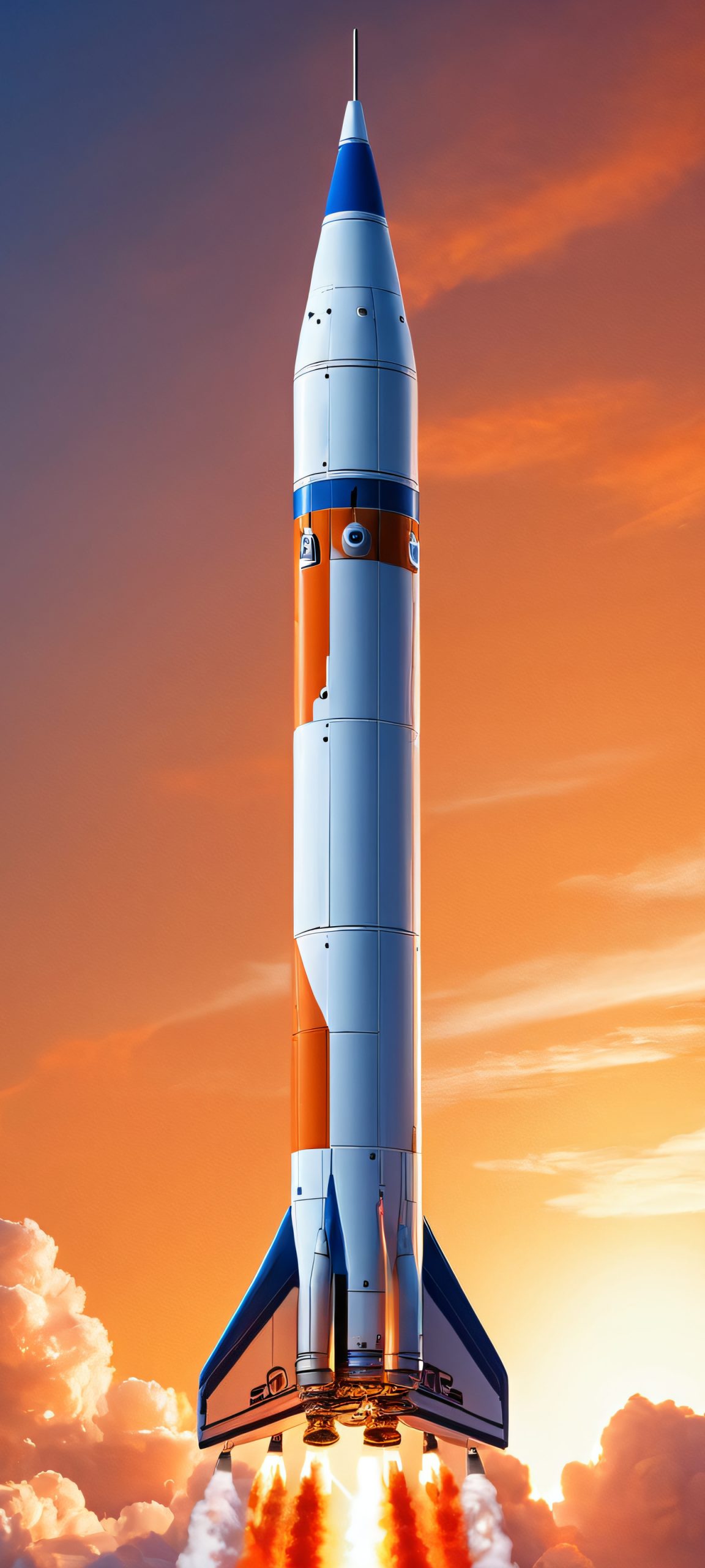 Breathtaking Rocket Sunset Wallpaper for iPhone & Android A stunning rocket against a cloudy sky with vibrant colors, perfect for iPhone and Android home screens