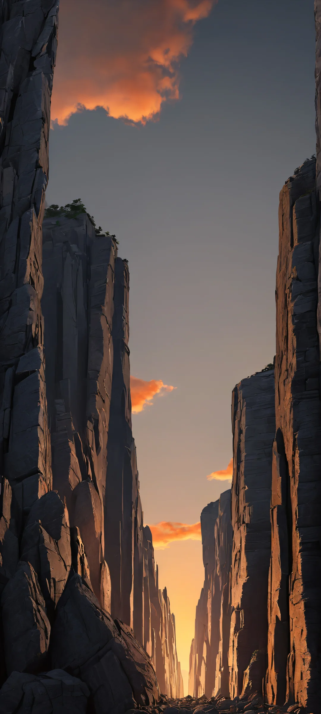 Rocky Cityscape at Dusk 2K QHD Mobile Wallpaper Breathtaking cityscape at dusk on iPhone and Android devices with a dark gray background.