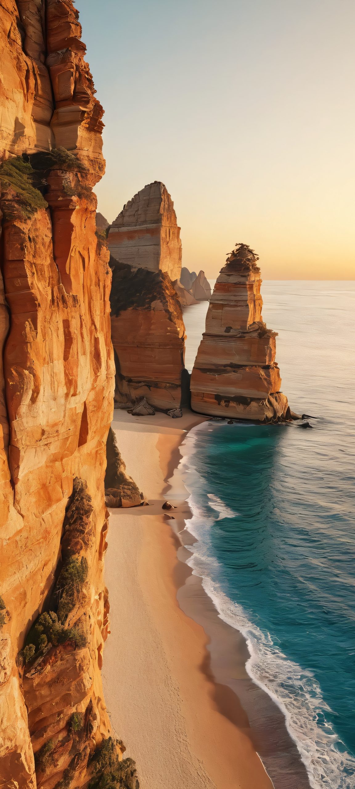 A stunning vertical mobile wallpaper of a rocky coastline, perfectly suited for iPhone and Android devices.