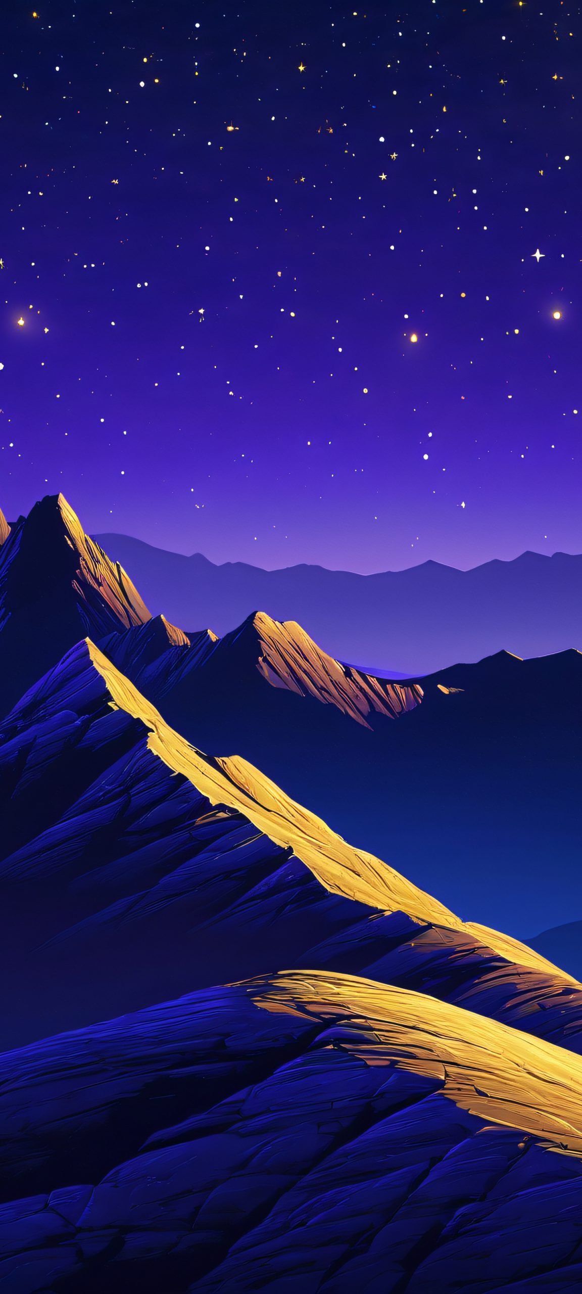 A stunning night scene of rocky hills under starlight, perfect for iPhone and Android home screens