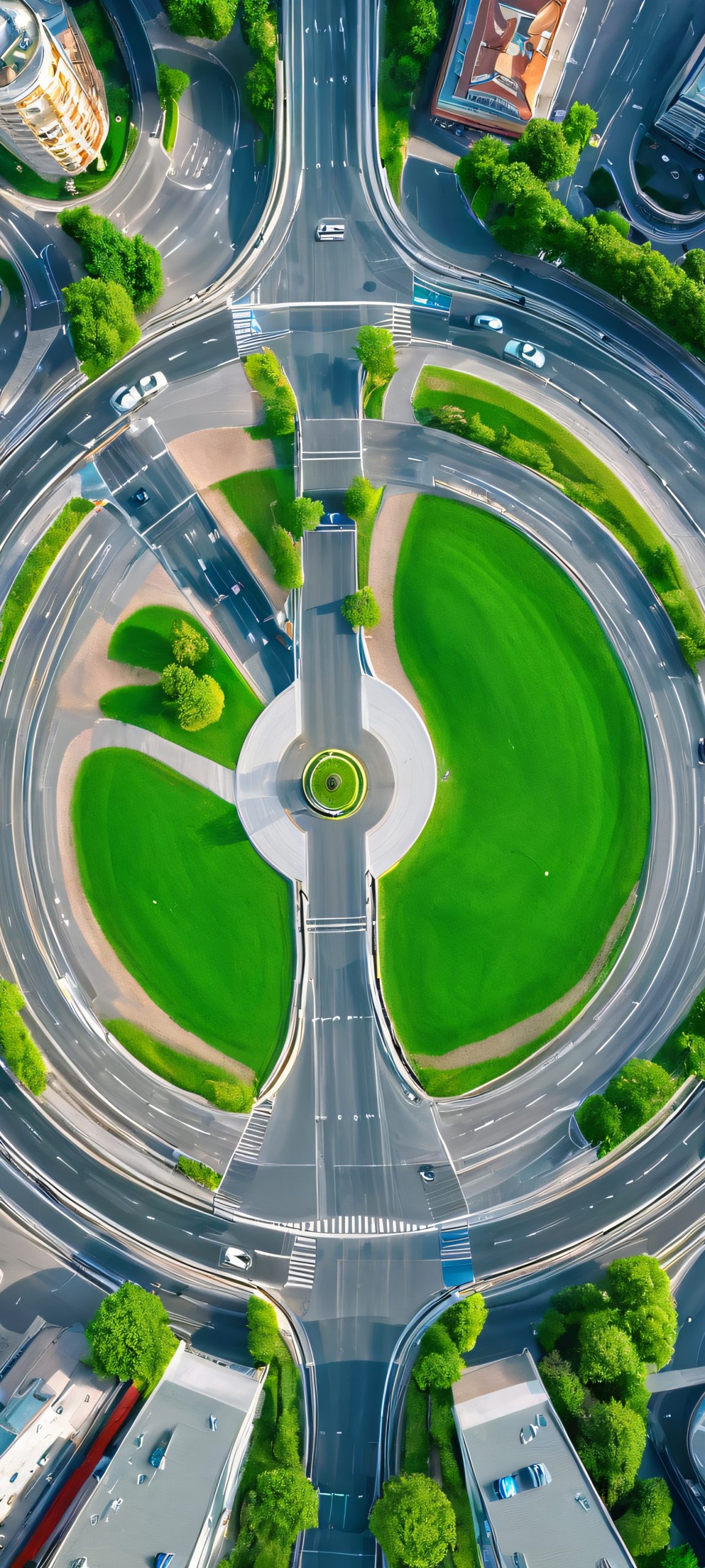 A stunning mobile phone wallpaper of Roundabout, a vibrant cityscape at daylight, perfectly optimized for iPhone, Samsung Galaxy, and Android home screens.