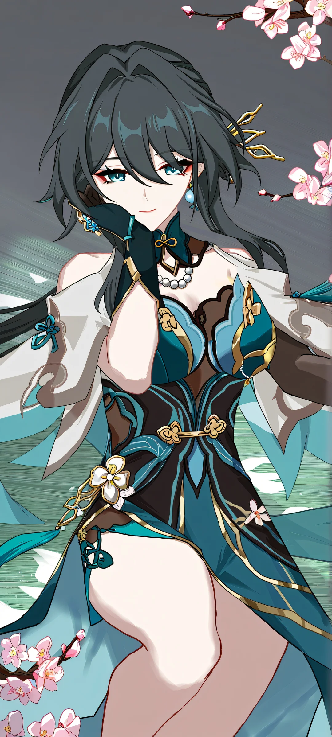 iPhone and Android users will love this stunning Ruan Mei artwork from Honkai: Star Rail, featuring a serene green environment with intricate details.