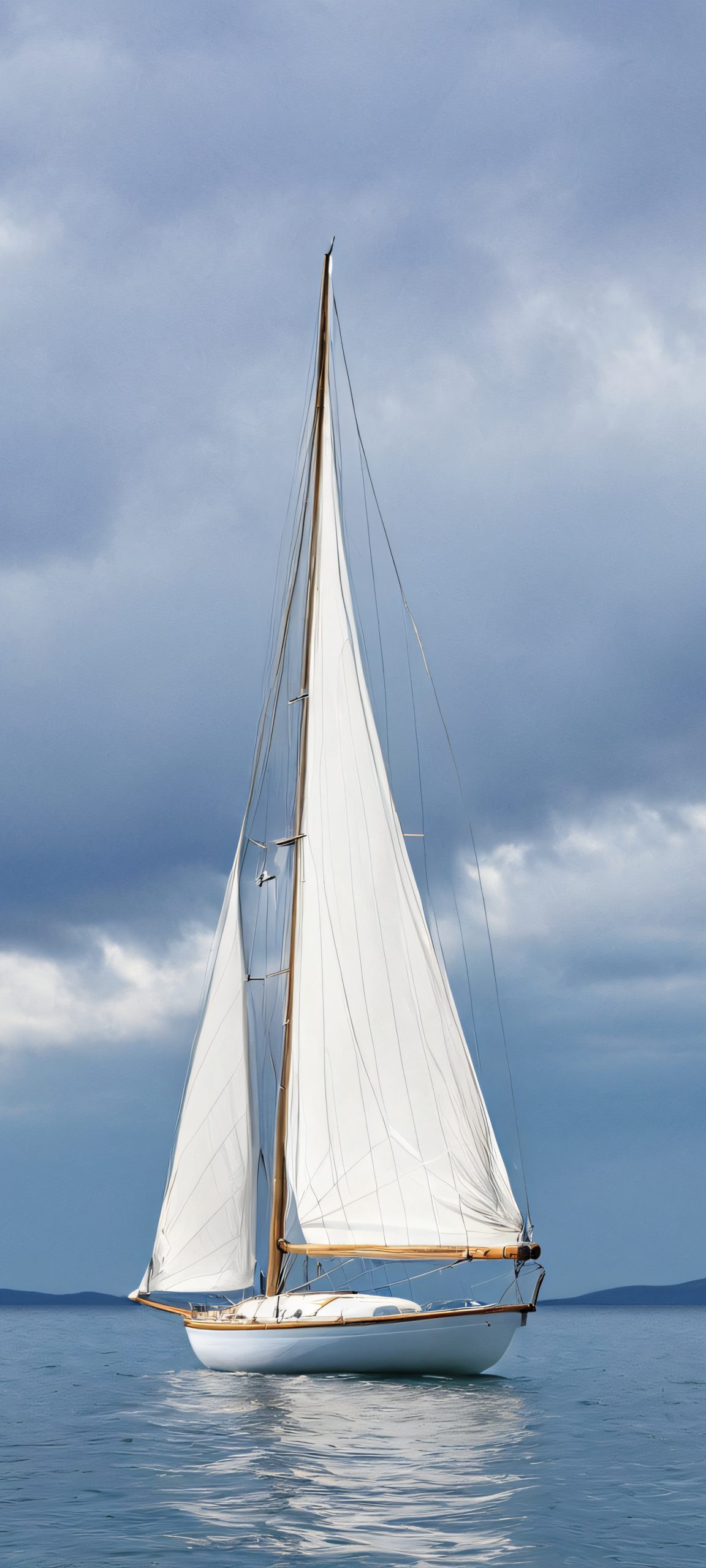 A serene sailboat gliding across the calm waters at sunset on an iPhone or Android device.