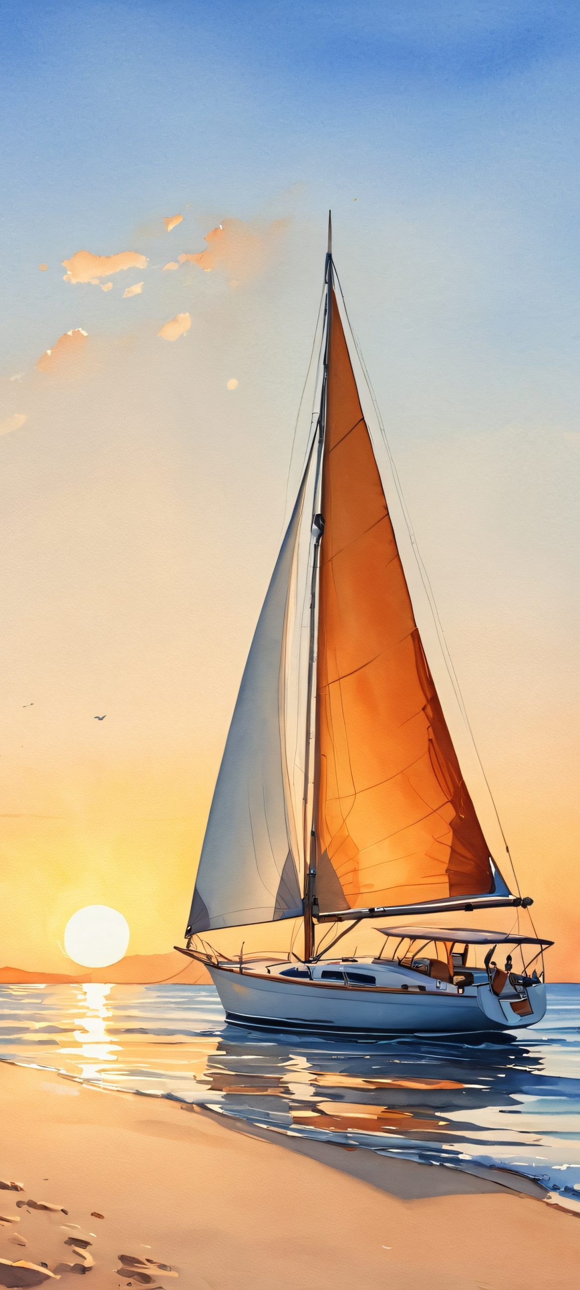 A beautiful sailboat scene at sunset, perfectly optimized for iPhone, Samsung Galaxy, and Android home screens.