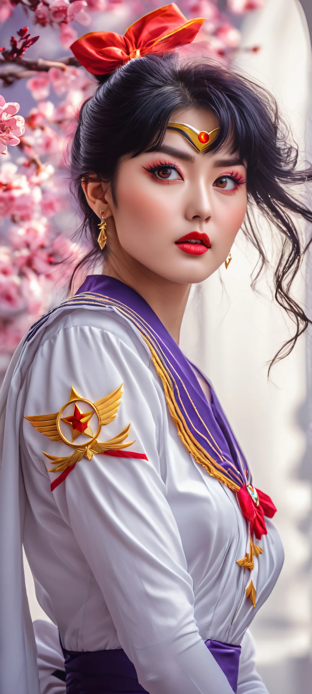 Sailor Mars portrait on a dark mode background with iPhone/Android compatibility, perfekt für Home-Bildschirme.