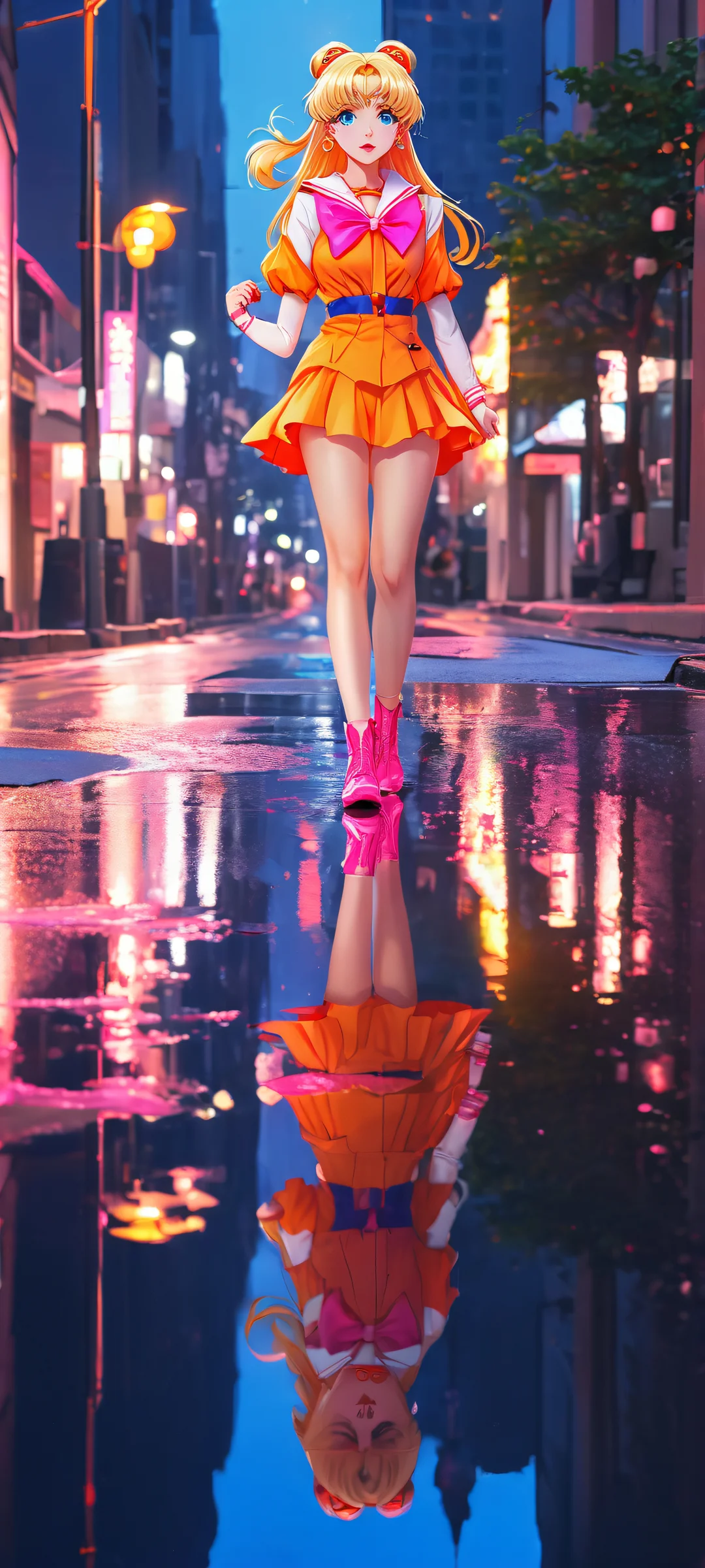 Sailor Venus in a stunning neon reflection on an iPhone/Android screen