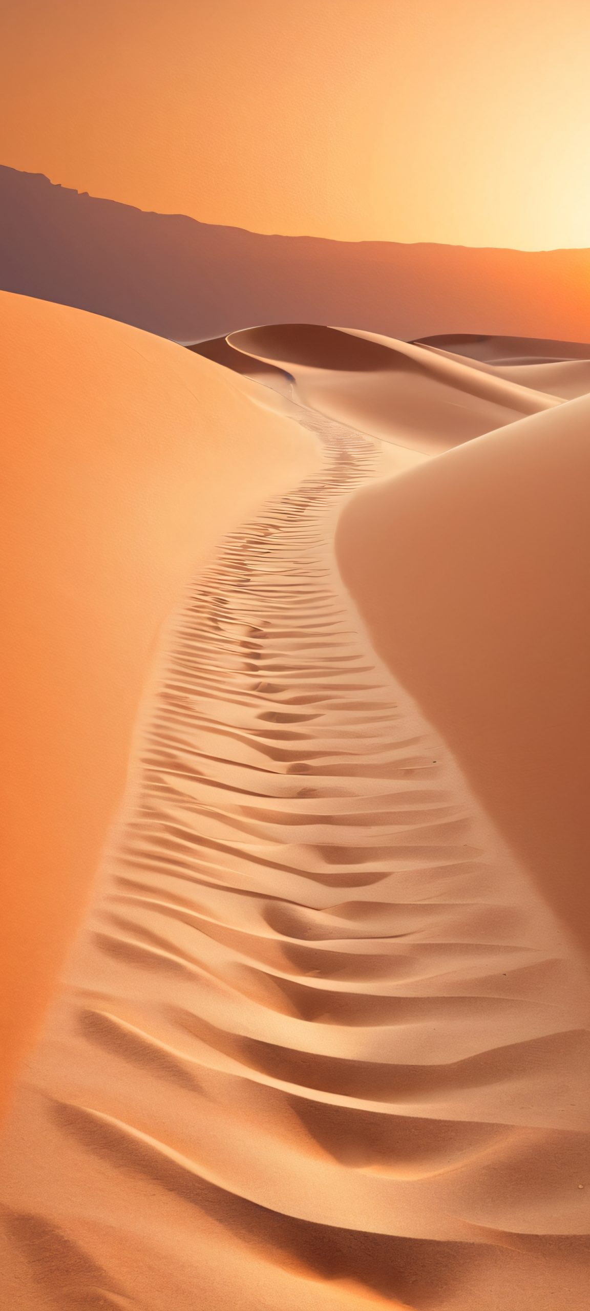 A serene sandy path amidst arid landscape, perfectly optimized for iPhone and Android home screens