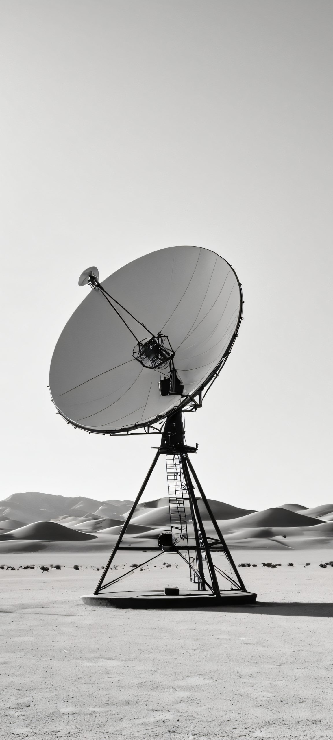 Breathtaking satellite dish landscape with minimalist desert scenery for iPhone and Android home screens