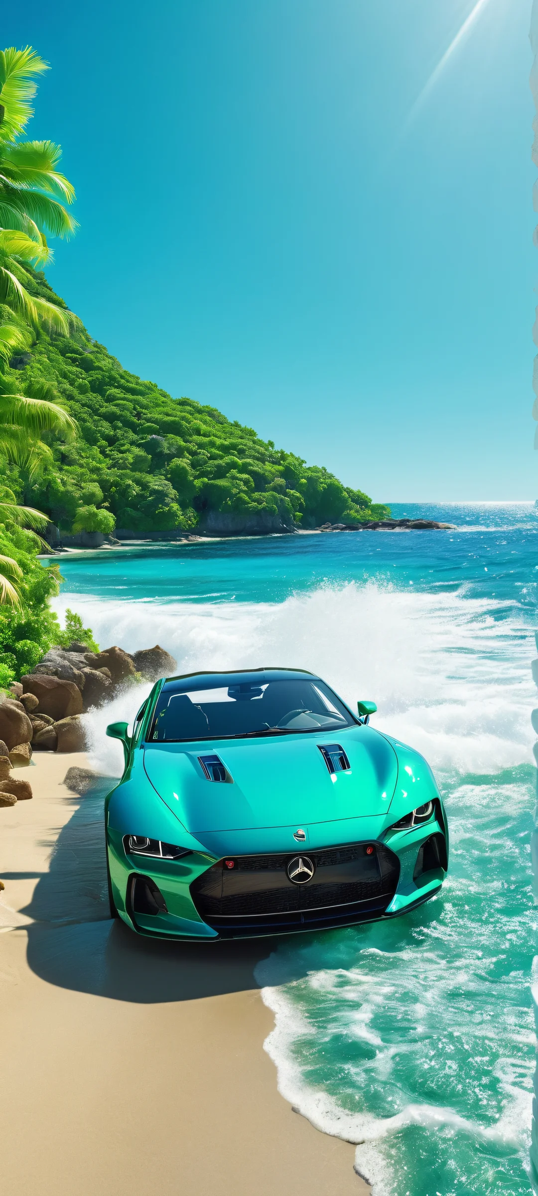 Seaside Serenity iPhone & Android Wallpaper Sailboat gliding across the ocean on a sunny day with iPhone/Android in hand, perfect for scenic views.