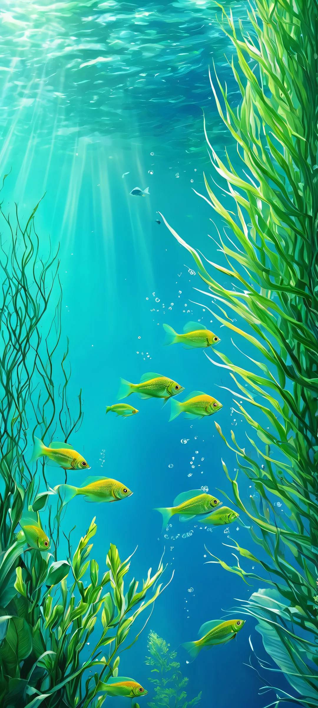 iPhone and Android users can now experience the tranquility of a peaceful aquatic scene featuring plants and fish swimming in harmony.
