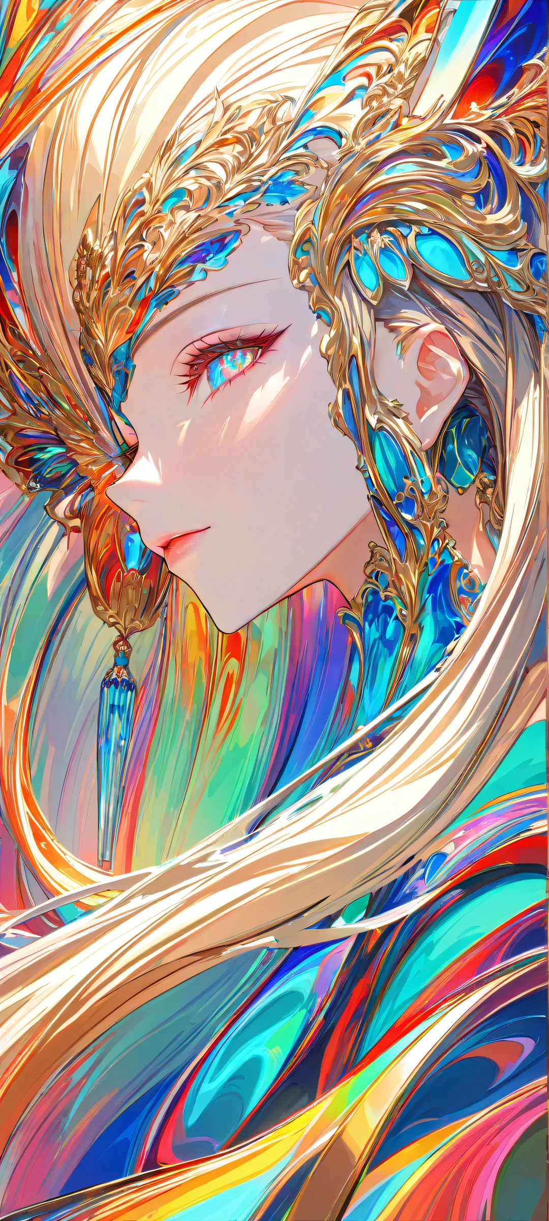 Detailed anime face on iPhone/Android home screen - a perfect blend of bright and calm. Enjoy the serenity!