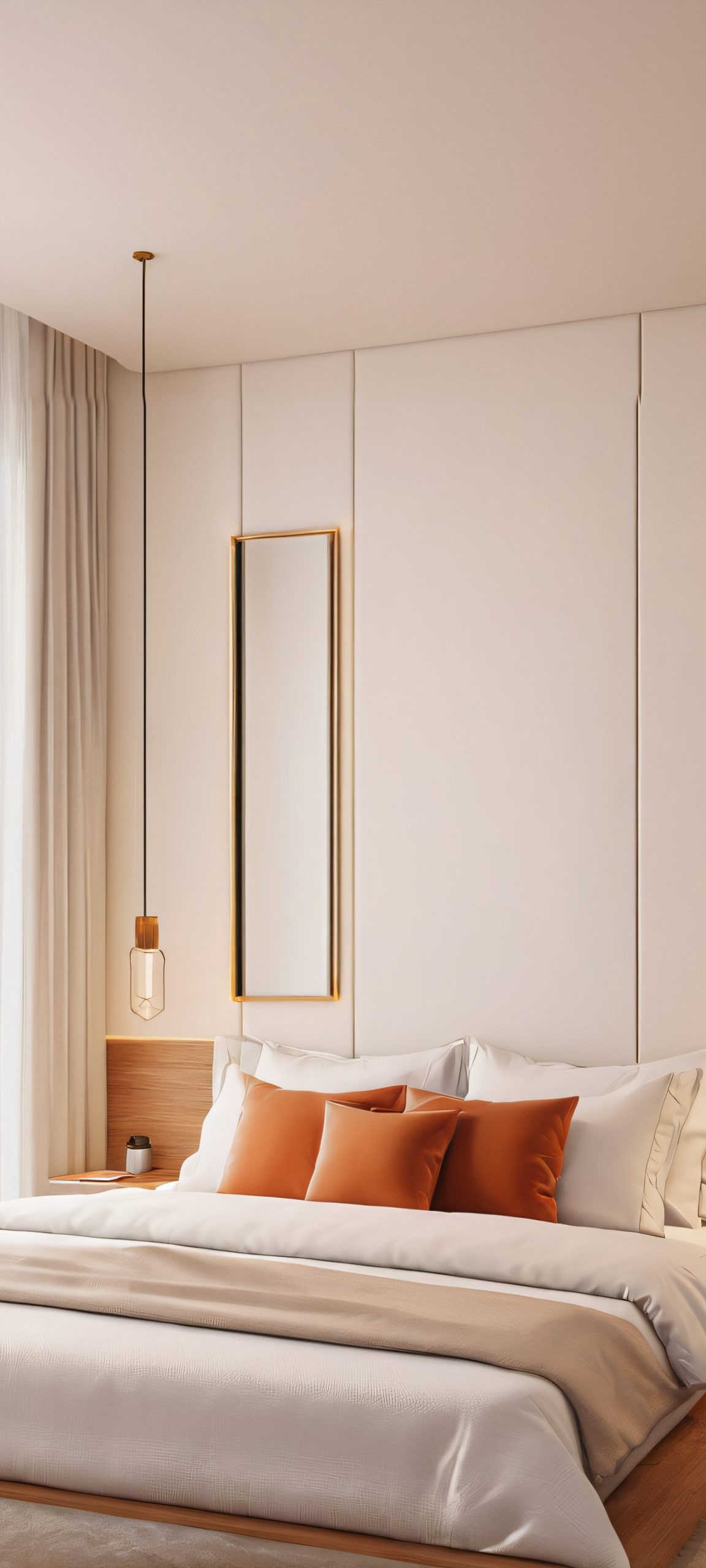 A peaceful bed interior scene perfectly suited for iPhone and Android devices.