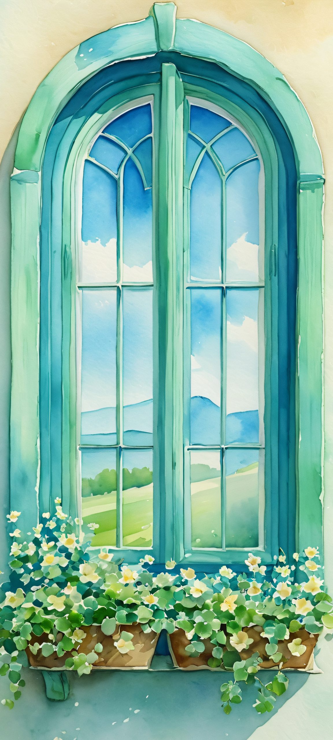 Breathtaking vertical mobile phone wallpaper of a serene window scene, perfectly suitable for iPhone and Android devices.