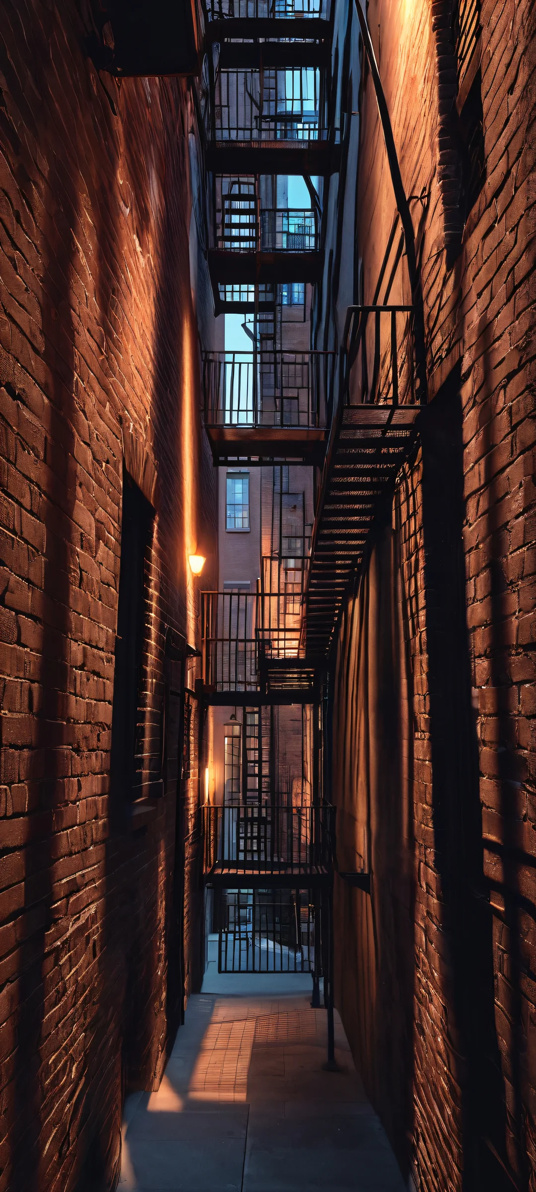 iPhone/Android dark alley fire escape shadows iPhone and Android compatible