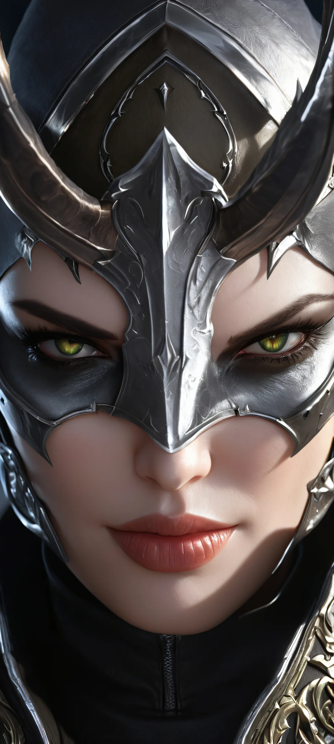 A stunning image of a demon hunter with shiny skin, perfectly centered on your iPhone or Android home screen.