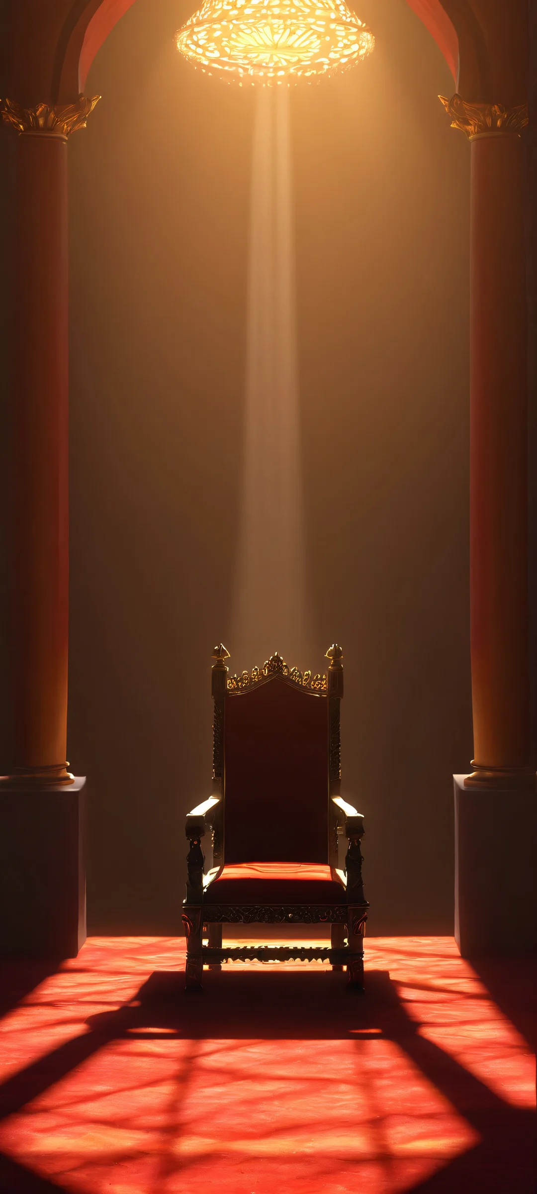 A mysterious sitting throne shrouded in shadows, perfectly optimized for iPhone/Android home screens.