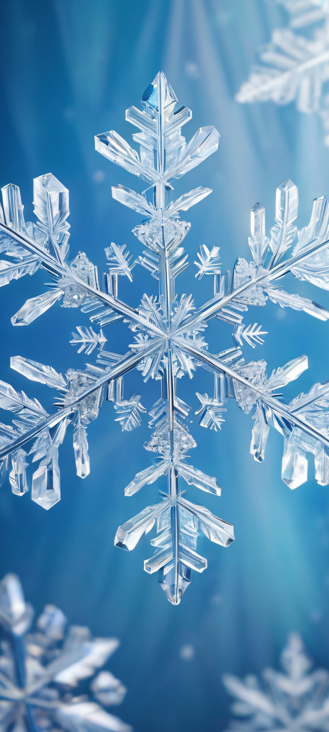 Ice crystal snowflake indoor wallpaper, perfect for iPhone and Android devices